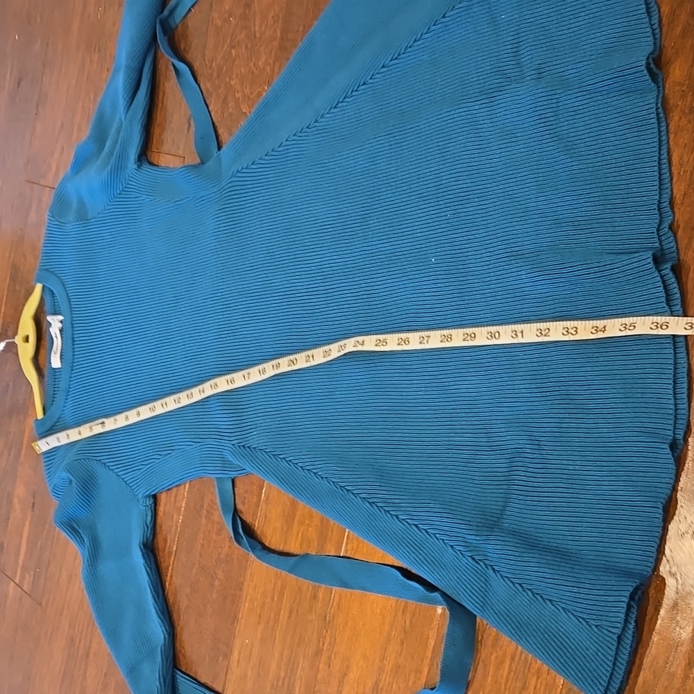 Caracilia Teal Long Sleeve Ribbed Sweater Dress Size L - Picture 8 of 10